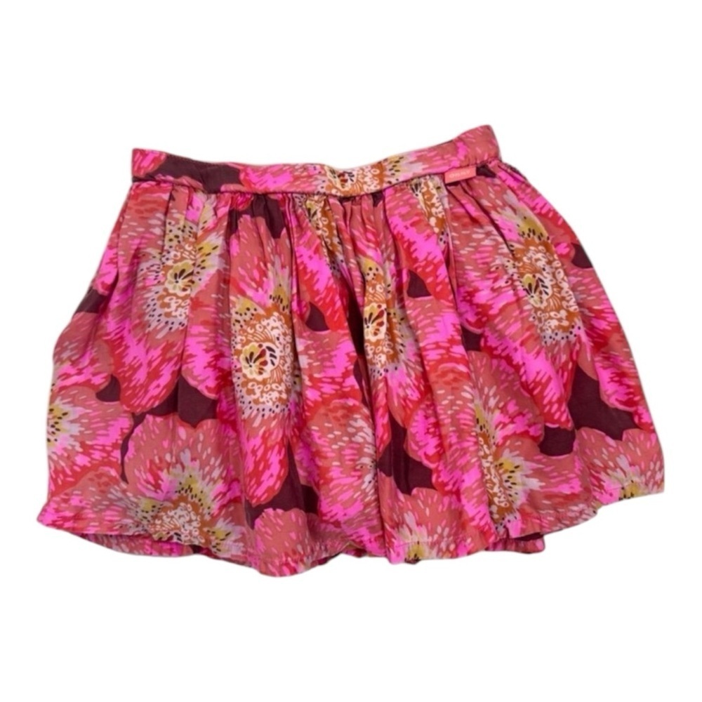 Oilily Little Girls Pink Printed Pleated Ruffle Mini Skirt Vibrant Boho Size 6